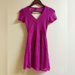 bebe Vibrant Pink Lace Skater Mini Dress XXS Pre ~ Loved